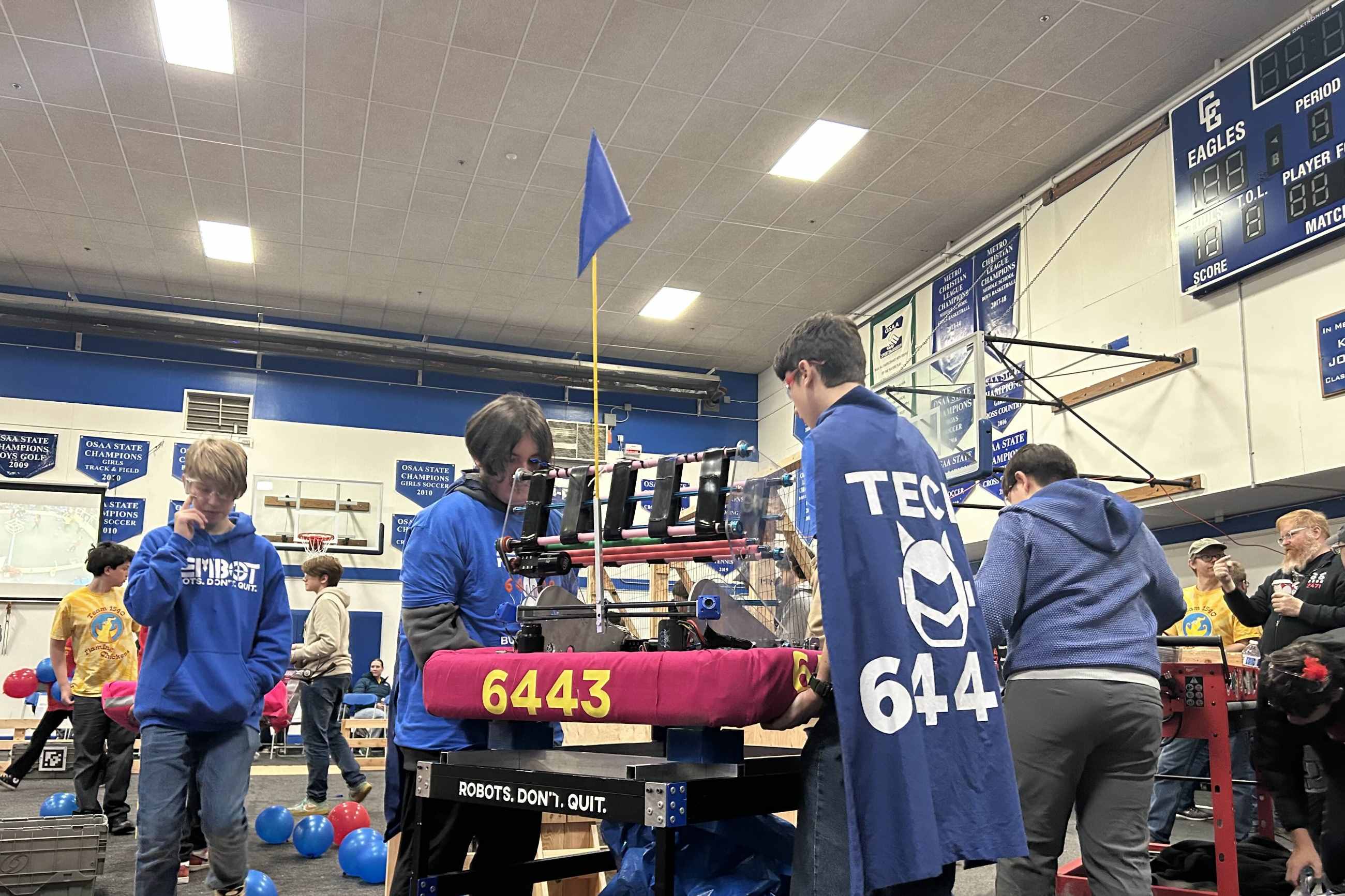 Our drive team carrying the robot off the field!